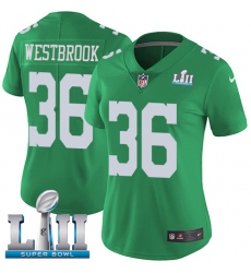 Women's Nike Philadelphia Eagles #36 Brian Westbrook Limited Green Rush Vapor Untouchable Super Bowl LII NFL Jersey