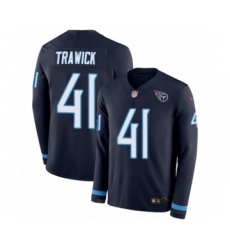 Men's Nike Tennessee Titans #41 Brynden Trawick Limited Navy Blue Therma Long Sleeve NFL Jersey