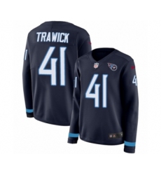 Women's Nike Tennessee Titans #41 Brynden Trawick Limited Navy Blue Therma Long Sleeve NFL Jersey
