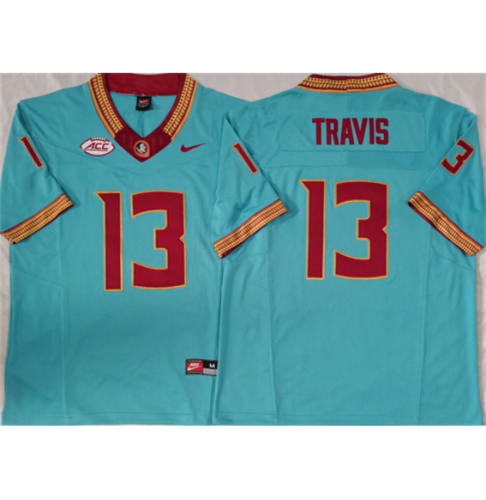 Men's Florida State Seminoles #13 Jordan Travis Teal 2023 F.U.S.E Stitched Jersey