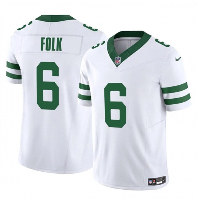 Men's New York Jets #6 Nick Folk White 2025 F.U.S.E. Vapor Untouchable Limited Football Stitched Jersey