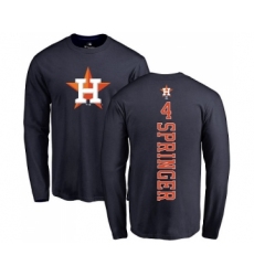 MLB Nike Houston Astros #4 George Springer Navy Blue Backer Long Sleeve T-Shirt