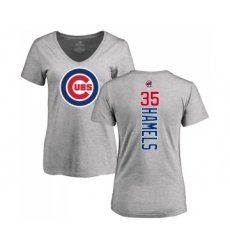 Baseball Women's Chicago Cubs #35 Cole Hamels Ash Backer T-Shirt