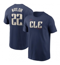 Men's Cleveland Guardians #22 Josh Naylor Navy 2024 City Connect Name & Number T-Shirt