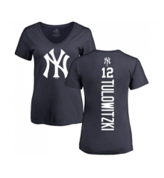 Baseball Women's New York Yankees #12 Troy Tulowitzki Navy Blue Backer T-Shirt