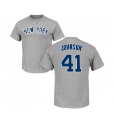 MLB Nike New York Yankees #41 Randy Johnson Gray Name & Number T-Shirt