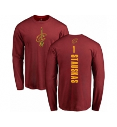 Basketball Cleveland Cavaliers #1 Nik Stauskas Maroon Backer Long Sleeve T-Shirt