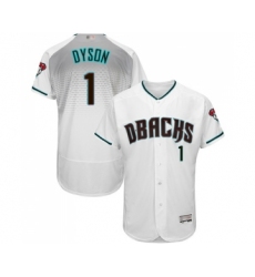 Men's Arizona Diamondbacks #1 Jarrod Dyson White Teal Alternate Authentic Collection Flex Base Baseball Jersey