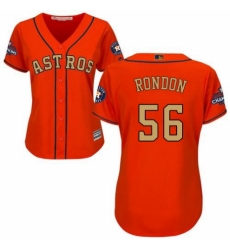 Women's Majestic Houston Astros #56 Hector Rondon Authentic Orange Alternate 2018 Gold Program Cool Base MLB Jersey