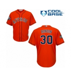 Youth Houston Astros #30 Hector Rondon Authentic Orange Alternate Cool Base 2019 World Series Bound Baseball Jersey