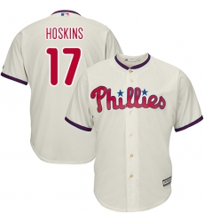 Youth Majestic Philadelphia Phillies #17 Rhys Hoskins Replica Cream Alternate Cool Base MLB Jersey