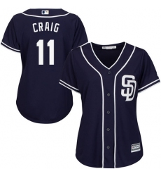 Women's Majestic San Diego Padres #11 Allen Craig Replica Navy Blue Alternate 1 Cool Base MLB Jersey