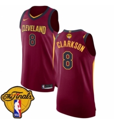 Youth Nike Cleveland Cavaliers #8 Jordan Clarkson Authentic Maroon 2018 NBA Finals Bound NBA Jersey - Icon Edition