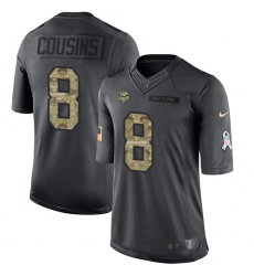Youth Nike Minnesota Vikings #8 Kirk Cousins Limited Black 2016 Salute to Service NFL Jersey
