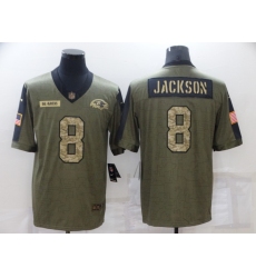 Men's Baltimore Ravens #8 Lamar Jackson Camo 2021 Salute To Service Limited Player Jersey