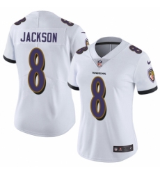 Women's Nike Baltimore Ravens #8 Lamar Jackson White Vapor Untouchable Elite Player NFL Jersey