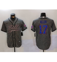 Mens Buffalo Bills #17 Josh Allen Grey Team Cool Base Stitched Baseball Jersey