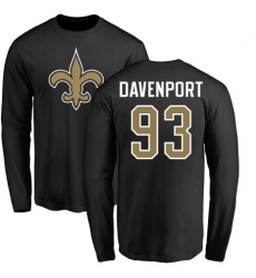 NFL Nike New Orleans Saints #93 Marcus Davenport Black Name & Number Logo Long Sleeve T-Shirt