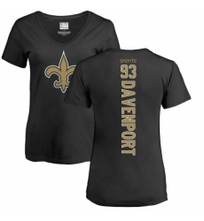 NFL Women's Nike New Orleans Saints #93 Marcus Davenport Black Backer Slim Fit T-Shirt