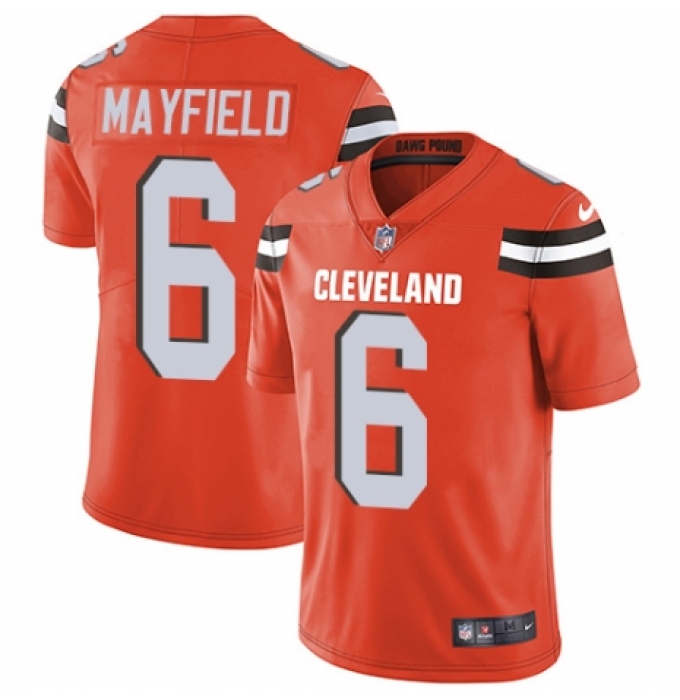 Men's Nike Cleveland Browns #6 Baker Mayfield Orange Alternate Vapor Untouchable Limited Player NFL Jersey