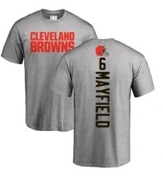 NFL Nike Cleveland Browns #6 Baker Mayfield Ash Backer T-Shirt