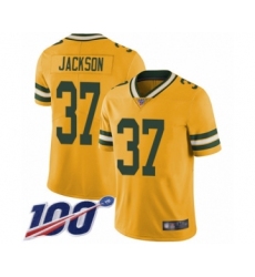 Men's Green Bay Packers #37 Josh Jackson Limited Gold Rush Vapor Untouchable 100th Season Football Jersey