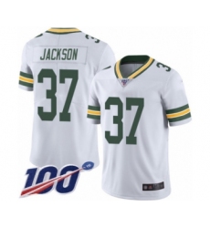 Men's Green Bay Packers #37 Josh Jackson White Vapor Untouchable Limited Player 100th Season Football Jersey