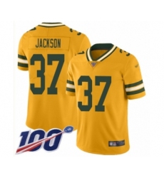 Youth Green Bay Packers #37 Josh Jackson Limited Gold Inverted Legend 100th Season Football Jersey