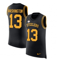 Men's Nike Pittsburgh Steelers #13 James Washington Black Rush Player Name & Number Tank Top NFL Jersey
