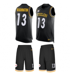 Men's Nike Pittsburgh Steelers #13 James Washington Limited Black Tank Top Suit NFL Jersey