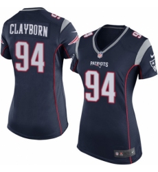 Women's Nike New England Patriots #94 Adrian Clayborn Game Navy Blue Team Color NFL Jersey