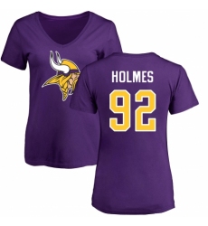 NFL Women's Nike Minnesota Vikings #92 Jalyn Holmes Purple Name & Number Logo Slim Fit T-Shirt