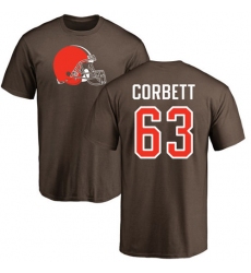 NFL Nike Cleveland Browns #63 Austin Corbett Brown Name & Number Logo T-Shirt