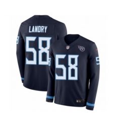 Men's Nike Tennessee Titans #58 Harold Landry Limited Navy Blue Therma Long Sleeve NFL Jersey