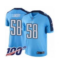 Men's Tennessee Titans #58 Harold Landry Limited Light Blue Rush Vapor Untouchable 100th Season Football Jersey