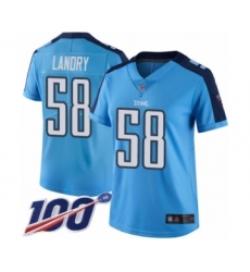 Women's Tennessee Titans #58 Harold Landry Limited Light Blue Rush Vapor Untouchable 100th Season Football Jersey