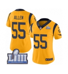 Women's Nike Los Angeles Rams #55 Brian Allen Limited Gold Rush Vapor Untouchable Super Bowl LIII Bound NFL Jersey