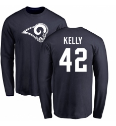 NFL Nike Los Angeles Rams #42 John Kelly Navy Blue Name & Number Logo Long Sleeve T-Shirt