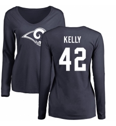 NFL Women's Nike Los Angeles Rams #42 John Kelly Navy Blue Name & Number Logo Slim Fit Long Sleeve T-Shirt