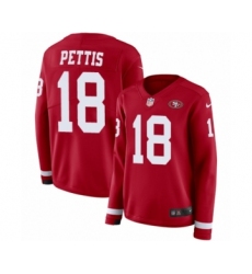 Women's Nike San Francisco 49ers #18 Dante Pettis Limited Red Therma Long Sleeve NFL Jersey
