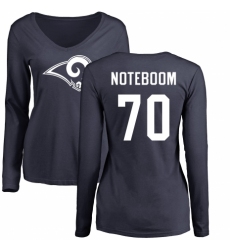 NFL Women's Nike Los Angeles Rams #70 Joseph Noteboom Navy Blue Name & Number Logo Slim Fit Long Sleeve T-Shirt