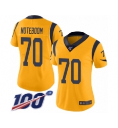 Women's Los Angeles Rams #70 Joseph Noteboom Limited Gold Rush Vapor Untouchable 100th Season Football Jersey