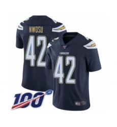 Men's Los Angeles Chargers #42 Uchenna Nwosu Navy Blue Team Color Vapor Untouchable Limited Player 100th Season Football Jersey