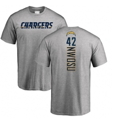 NFL Nike Los Angeles Chargers #42 Uchenna Nwosu Ash Backer T-Shirt
