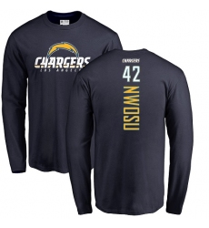 NFL Nike Los Angeles Chargers #42 Uchenna Nwosu Navy Blue Backer Long Sleeve T-Shirt