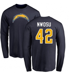 NFL Nike Los Angeles Chargers #42 Uchenna Nwosu Navy Blue Name & Number Logo Long Sleeve T-Shir