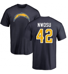 NFL Nike Los Angeles Chargers #42 Uchenna Nwosu Navy Blue Name & Number Logo T-Sh