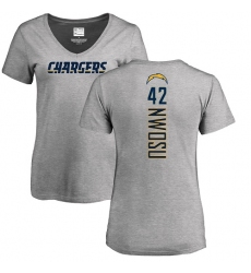 NFL Women's Nike Los Angeles Chargers #42 Uchenna Nwosu Ash Backer T-Shirt