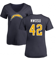 NFL Women's Nike Los Angeles Chargers #42 Uchenna Nwosu Navy Blue Name & Number Logo T-Shirt