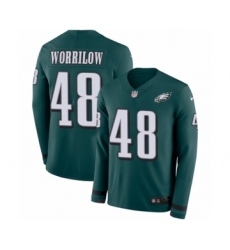 Men's Nike Philadelphia Eagles #48 Paul Worrilow Limited Green Therma Long Sleeve NFL Jersey
